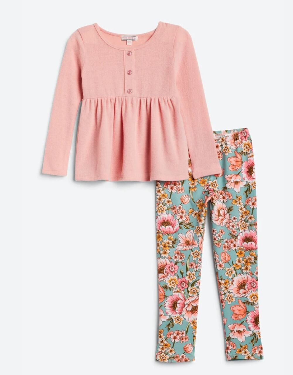 Social Academy Girls Peplum Top Floral Leggings Set Size 8 Boutique Pink Outfit